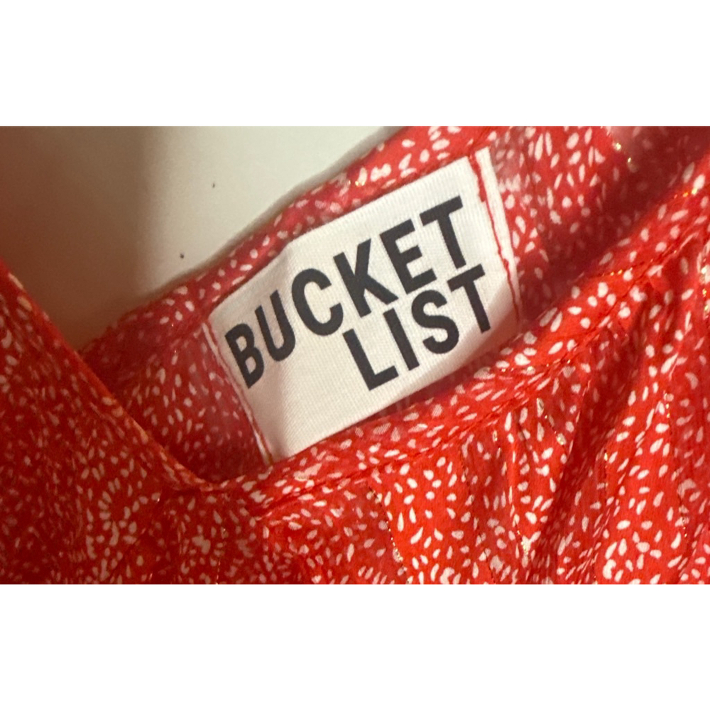 Women's Bucket List Red & White Blouse L - Picture 2 of 2